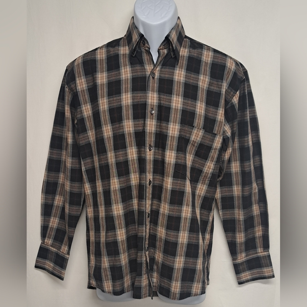 Burma Bibas S Long Sleeve Button Down Shirt 100% Cotton Plaid